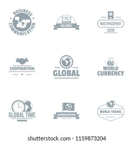 Global time logo set. Simple set of 9 global time vector logo for web isolated on white background