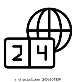 Global timezone icon outline vector. World zone. Clock map