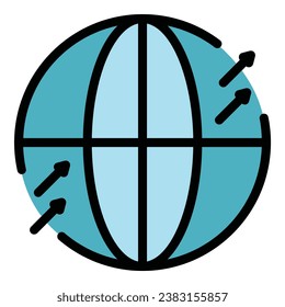 Global tour icon outline vector. World around. Travel map color flat