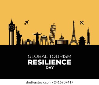 Global Tourism Resilience Day. 17 February. Holiday concept. Template for background with banner, poster and card. Vector illustration. Flat Design.