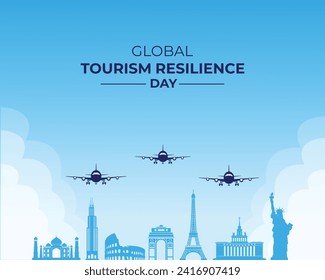 Global Tourism Resilience Day. 17 February. Holiday concept. Template for background with banner, poster and card. Vector illustration. Flat Design.