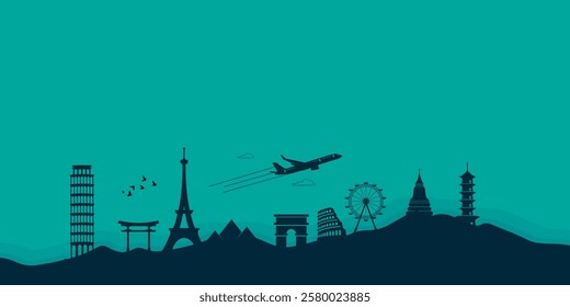 Global Tourism Resilience Day creative design tourism idea concept vector illustration, Global Travel Adventure, Around the World Trip, World Landmarks Travel Panorama