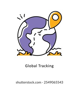 Global Tracking Vector Filled Outline icons style illustration. EPS 10 File