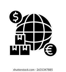 Global Trade glyph, mini illustration icon. use for modern concept, print, UI, UX kit, web and app development. Vector related to sales, logistic and ecommerce