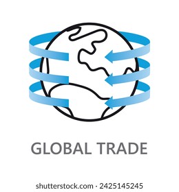 global trade icon. Line vector icon on white background. Editable linear style stroke. 
