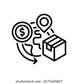 Ilustración vectorial de línea de icono de comercio global