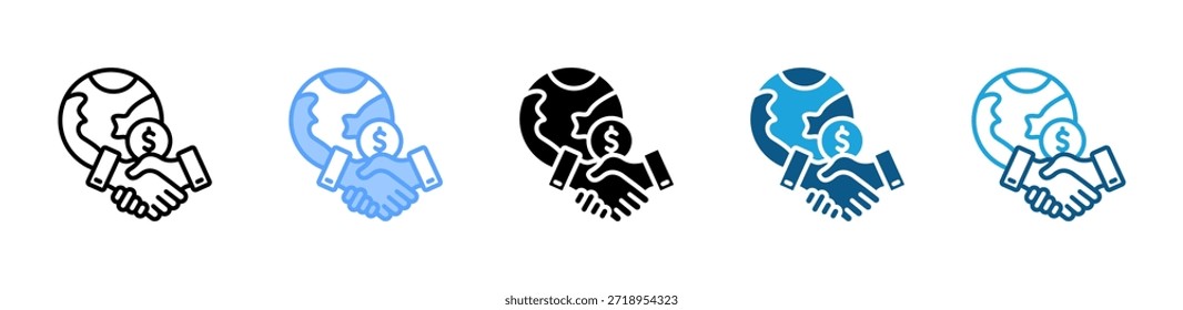Conjunto de iconos de comercio global colección de estilo múltiple