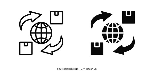 Global Trade icon set with style outline and solid. vector simple elements for design and presentation.