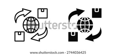 Global Trade icon set with style outline and solid. vector simple elements for design and presentation.