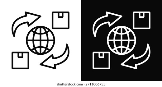 Ícone De Comércio Global Definir Estilo De Plano De Fundo Branco E Preto