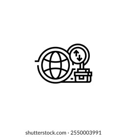 Global Trade Icon Solid Icon. linear style sign for mobile concept and web design. Outline vector icon. Symbol, logo illustration. Vector graphic