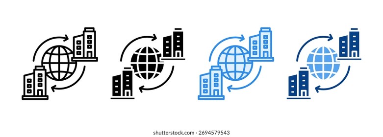 Globales Handelsnetzwerk Symbol Set Multiple Style Collection