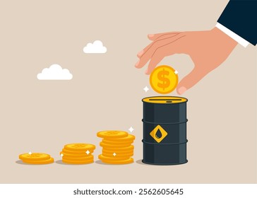 Global trading oil. Fuel investment. Oil Fund. Modern vector illustration in flat style