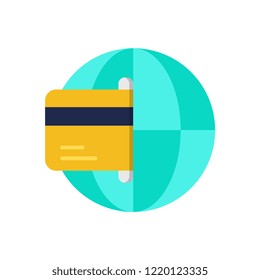 Global transaction flat vector icons.