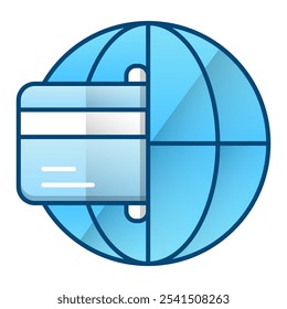 Global transaction icon, blue gradient vector illustration