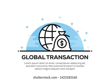 GLOBAL TRANSACTION ICON AND ILLUSTRATION CONCEPT