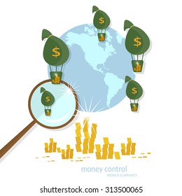 Global transactions transfer banking business finance online payments cash flow vector illustration 