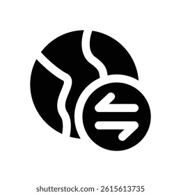 global transfer glyph icon. Strong and solid vector icon for websites, mobile interfaces, presentations, and visual branding. High quality and easy to edit.