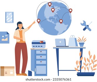 Global Transfer Service Flat Vectors