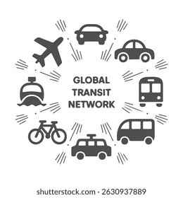Global Transit Network Icon Illustration