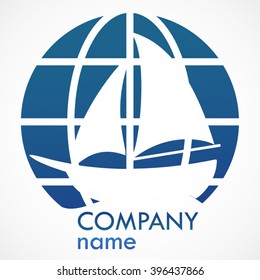 global transport ship logo / vector illustration
