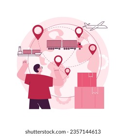 Ilustración del vector conceptual abstracta del sistema de transporte mundial. Logística mundial, servicio de entrega internacional, software de seguimiento de carga global, metáfora abstracta del negocio del transporte.