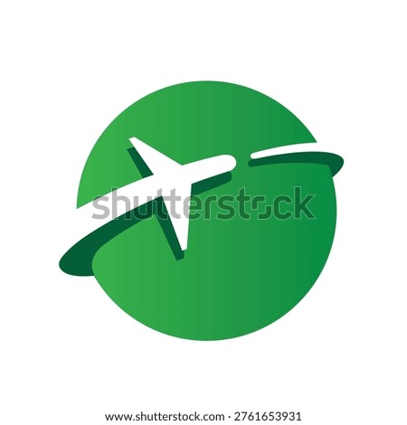 Global Travel Airplane Vector Logo with Green World Globe Icon