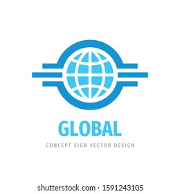 Global travel concept logo design. Business communication creative sign. Vector illustration. 
