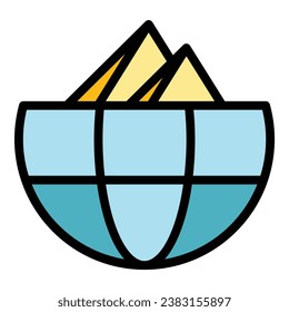 Global travel icon outline vector. World around. Tourism map color flat