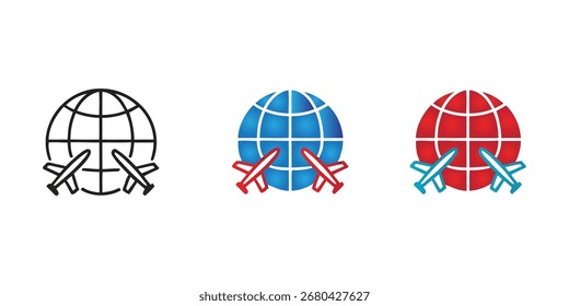 Conjunto de iconos de viaje global. Icono de Vector