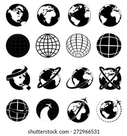 Global travel icons set