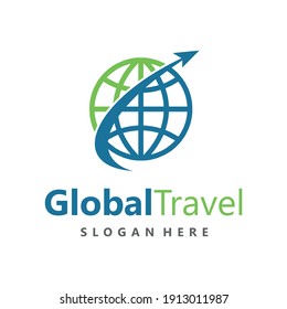 Global travel logo design vector