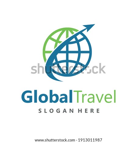 Global travel logo design vector