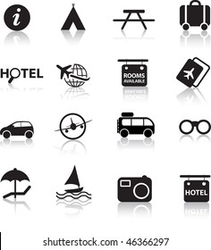 Global Travel And Transport Silhouette Icon Set