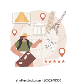 Global travelling abstract concept vector illustration. Global insurance, world trip, international tourism, travel agency, working holiday, luxury vacation resort chain abstract metaphor.