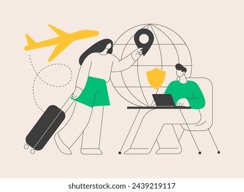 Global travelling abstract concept vector illustration. Global insurance, world trip, international tourism, travel agency, working holiday, luxury vacation resort chain abstract metaphor.