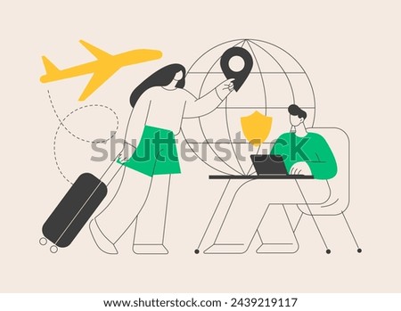 Global travelling abstract concept vector illustration. Global insurance, world trip, international tourism, travel agency, working holiday, luxury vacation resort chain abstract metaphor.