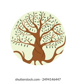 global tree of life cartoon. conservation planet, health ecology, save world global tree of life sign. isolated symbol vector illustration