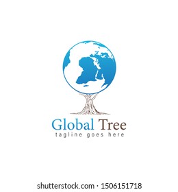 global tree logo design, icon design template elements