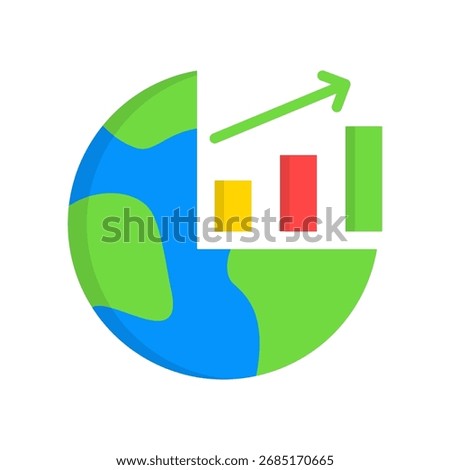 Global Trend Icon Flat Vector Illustration