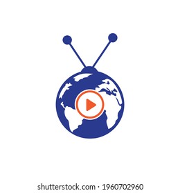 Global TV vector logo design concept. World television icon design.