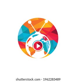 Global TV vector logo design concept. World television icon design.