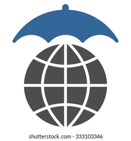 Global Umbrella vector icon. Style is bicolor flat symbol, cobalt and gray colors, rounded angles, white background.