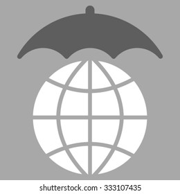 Global Umbrella vector icon. Style is bicolor flat symbol, dark gray and white colors, rounded angles, silver background.