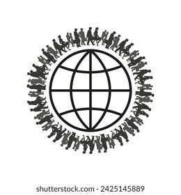 Círculo de Unidad Global, Concepto de Diversidad y Cooperación Internacional. Ilustración vectorial. EPS 10.