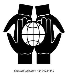 Global unity hands icon. Simple illustration of global unity hands vector icon for web design isolated on white background