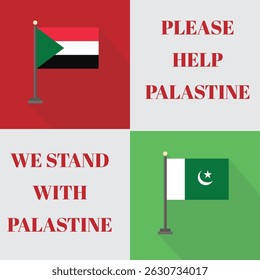 Global unity for Palestine: Palestine and Pakistan flags with powerful pleas, "PLEASE HELP PALASTINE" and "WE STAND WITH PALASTINE.