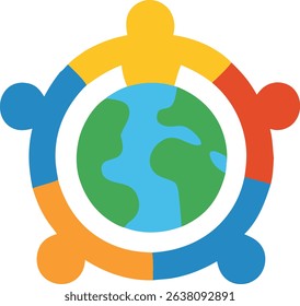 Global Unity with People Holding Hands, and Globe Concept.
