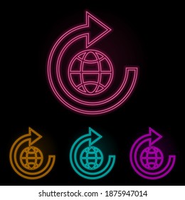 conjunto de neones de color de actualización global. Línea delgada simple, vector de contorno de iconos web para ui y ux, sitio web o aplicación móvil