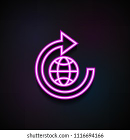 global update icon. Element of Minimalistic  icons for mobile concept and web apps. Neon global update icon can be used for web and mobile on dark gradient background